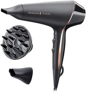Remington PROluxe Midnight Hair Dryer (OPTIheat Technology for Long-Lasting Results, Ionic Conditioning for Frizz Free Hair, Diffuser, 2 Concentrators, Powerful, Professional, 2400W, Black) AC9140B