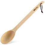 Mr.Art Wood Large Wooden Spoon – Heavy Duty 43 cm Long Handmade Cooking Spoon with a Scoop and Heat-Proof Leather Loop - Big Spoon for Stirring, Mixing Cajun Crawfish Boil and Wall Décor.