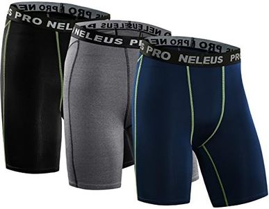 Neleus Men's 3 Pack Compression Short - Black - Medium