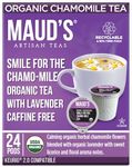 Maud's Organic Chamomile Lavender Tea Pods, 24ct. | Smile for the Chamomile Tea | 100% California Blended Caffeine Free Tea | Solar Energy Produced Recyclable Pods Compatible with Keurig K Cups Maker