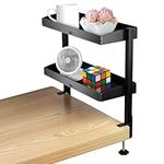 AXNSATRE Desktop Shelf Organiser Black No Drill - 2 Tier Desk Storage Organiser Shelf, Desk Cable Management, Desk Cable Tidy for Home Office Storage