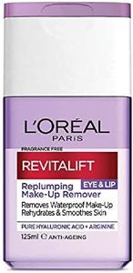 L'Oreal Paris Revitalift Filler Hyaluronic Acid Fragrance Free Plumping Eye and Lip Waterproof Makeup Remover suitable for Sensitive Skin