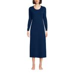 Lands' End Women's Cotton Long Sleeve Midcalf Nightgown, Deep Sea Navy, Plus 3x