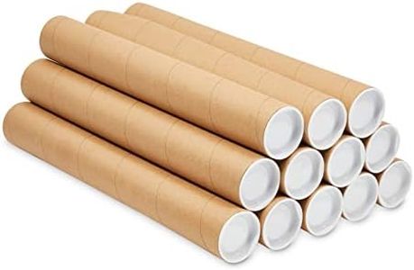 Stockroom Plus 12-Pack Mailing Tubes with Caps, 2x15-Inch Kraft Paper Poster Tube for Shipping, Packing, Bulk Round Packaging, Cardboard Mailers, Art Prints, Maps, Blueprint (Brown)