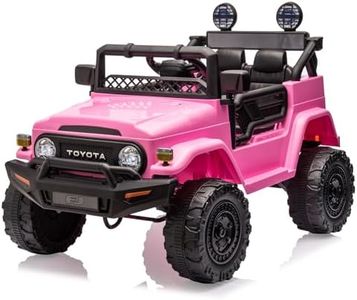 12V Ride on Car for Kids, Licensed Toyota Ride on Truck, Battery Powered Electric Kids Car with Remote Control, Music, LED Lights, Suspension System, Double Doors, Safety Belt,Ride On Toy,Pink