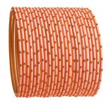 Touchstone Colorful Bangle Collection Indian Bollywood Exclusive Matte Finish Peach Textured Color Designer Jewelry Bangle Bracelets. Set of 24 for Women.