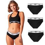 Bambody Absorbent Hipster: Sporty Period Panties | Protective Active Wear Underwear - 3 Pack: Black - X-Small