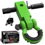 AUTMATCH Shackle Hitch Receiver 2 Inch - 3/4" D Ring Shackle and 5/8" Trailer Hitch Lock Pin, 45,000 Lbs Break Strength Heavy Duty Receiver Kit for Vehicle Recovery, Green