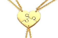 VNOX 2/3/4/5 Pcs Customize Personalised Friendship/Love Family Puzzle Couple Pendant Necklaces for Lover Friend BFF,Stainless Steel Jewellery,Free Engraving