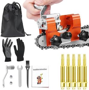 NINGHW Chainsaw Sharpener Kit, Hand Crank Chain Saw Sharpener Tool, Portable Chainsaw Chain Sharpener, Chainsaw Sharpening Jig with 5 Burr Grinding Stone for 6"-22" Chain Saw and Electric Saw