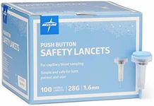 Medline Sterile Safety Lancets, Push-Button Activation, Blood Glucose Testing, Controlled Penetration, 28G x 1.6 mm, 100 Count