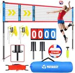 Outdoor Portable Volleyball Net Set for Backyard Beach with Adjustable Height & Width (32/26/20FT) Rust-Resistant Poles, PU Volleyball, Scoreboard, Carry Bag and Anti-Sagging Net for Easy Setup