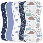 Yoofoss Baby Burp Cloths 100% Organic Cotton 5 Pack Burping Cloths for Babies Boys Girls Large 21''X10'' Extra Soft and Absorbent Dinosaur