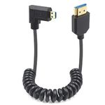 Duttek Hdmi to Micro Hdmi 2.1 Coiled Cable 1.2m, Hdmi 2.1 ultra high speed 48Gbps,Supports 8K@60Hz, 4K@120Hz, Suitable for Notebook/Mobile Phone Tablet/Camera's Micro Hdmi port (Right)