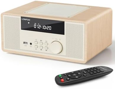 LONPOO Retro Stereo System with CD Player for Home Speaker 30w Bluetooth