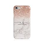 Personalised Compatible with iPhone 6 & 6s Tirita Hard Case Cover PRINTED GLITTER, NOT REAL GLITTER Faded Glitter Marble Bling Sparkly Luxury Custom Initials Name Bling