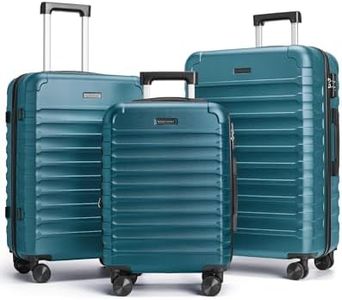 LIGHT FLIGHT Luggage Sets, 3 Piece Durable Suitcase Set with Spinner Wheels, 3 Pcs Hard Shell Lightweight Luggage with TSA Lock, Large Checked Travel Suitcases, 20/24/28 Inch,Teal Blue