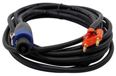 Rockville RSB16 20 Foot Speakon to Banana Speaker Cable, 16 Gauge, 100% Copper!