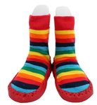 Baby Rainbow Stars Thick Winter Anti-slip Shoes Socks Moccasins Age 1 2 3 (Age 1-2, Red)