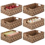 mDesign Woven Ombre Farmhouse Kitchen Pantry Food Storage Organizer Basket Bin - for Cabinets, Cupboards, Shelves, Countertops - Holds Potatoes, Onions, Fruit, 6 Pack - Brown Ombre