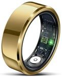 findtime Smart Ring for Men Women Health Ring Blood Oxygen Blood Pressure HR Monitor Fitness Tracker Sleep Step Counter Waterproof Compatible with ios Android Phones (Gold, #10-T1/2-2.4448in)