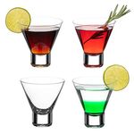 DIAMANTE Martini Cocktail Glasses - 4 Stemless Crystal Tumblers for Cocktail Martini Mojito Dessert or Snack Bowl- ‘Auris’ Collection – Set of 4