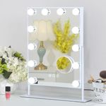 FENCHILIN Vanity Mirror with Lights Makeup Mirror with Lights 12 LED Bulbs Lighted Hollywood Mirror Light up Vanity Mirror 360° Rotation 3 Color Lighting Modes 10X Magnifying Dressing Table Mirror