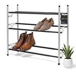 USTECH 2 Tier Adjustable, Expandable Shoe Rack Storage Organizer | Portable, Large, Free Standing Closet Shelf for Bedroom and Entryway | Metal Shoe Shelf for Kids and Adults | 8 Pairs of Shoes