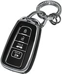 OFFCURVE for Toyota Key Fob Cover with Keychain Car Key Case Key Holder Fit for 2018-2022 Toyota RAV4 Camry Corolla Avalon C-HR Prius GT86 Highlander Car Smart Key Accessories, Black