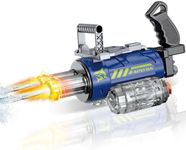 UROINT Electric Water Gun for Adults Kids, Automatic WaterGun with Led Light, Long Range Transparent Electric Squirt Gun Blaster Summer Outdoor Pool Party Toys Gifts for Boys Girls (Gatling Blue)
