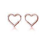 SLUYNZ 925 Sterling Silver 1.6CM Heart Hoop Earrings for Women Teens Sweet Love Heart Earrings Drop (C-Rose Gold)