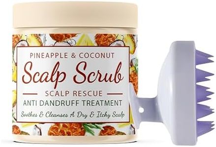 CalmGrace Exfoliating Scalp Scrub with Silicone Scalp Brush | Coconut & Pineapple Hair Scrub Scent | Hair Care Set with Hair Scalp Exfoliator for Dandruff Prone Oily Hair & Dry, Itchy Scalp