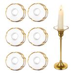 Hewory Glass Bobeches for Candlesticks, 12pcs Glass Candle Drip Catcher Candle Wax Protectors, Glass Candlestick Holders for Tapered Candles Church Candles Living Room, Scallop, Gold Rim Clearp