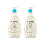 Aveeno Baby Lotion, Daily Moisturizing Cream for Sensitive Skin, Natural oat, Fragrance Free, Paraben Free, Pack of 2 (1064 ml Total)