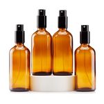 Yizhao 4oz Amber Glass Spray Bottle for Essential Oil, Empty Small Spray Bottle with Fine Mist,Refillable for Travel,Cleaning, Cologne,Perfume,Plant,Hair,Aromatherapy,Makeup,Chemical–4Pcs