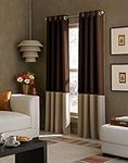 Curtainworks Kendall Color Block Eyelet Curtains, 84-inch, Chocolate