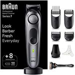 Braun Series 7 Beard Trimmer, Trimmer/Hair Trimmer, Professional Hair Clipper, 40 Settings, Charging Station, Travel Case, Beard Template, 100 Minutes Wireless Running Time, Waterproof, BT7420