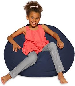 Big Comfy Bean Bag Chair: Posh Large Beanbag Chairs with Removable Cover for Kids, Teens and Adults - Polyester Cloth Puff Sack Lounger Furniture for All Ages - 27 Inch - Solid Navy Blue