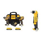 DEWALT 20V MAX* 2 Tool Brushless Drill & Impact Combo Kit (DCK227D2) with DEWALT 20V MAX* Right Angle Drill, Cordless (DCD740B) (Tool only)