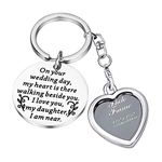 PLITI Wedding Memorial Keychain Wedding Bouquet Photo Charms Loss of Mother/Father Memorial Gift Sympathy Gifts Bridal Wedding Gifts Bride Memorial Charm (heart walking beside you CA)