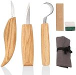 mumisuto Wood Carving Tools Set, 5Pcs High Manganese Steel Hand Wood Whittling Kit for Beginners, Woodworking Carving Tool with Spoon Knife, Woods Whittling, Chip Carvings Tools and Storage Bag