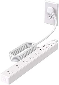 10 Ft Power Bar Surge Protector - 7 Outlets 4 USB Ports (2 USB C), Maxpw Ultra Thin Flat Extension Cord & Flat Plug, 1700 Joules, Wall Mount, Desk Charging Station for Home Office Dorm, White