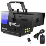 beamz Rage1500LED Smoke Machine - Powerful 1500W Disco Party Fog Maker with Remote Control, Integrated LED Lighting FX for DJ Events, Clubs, Stage Performances and Parties