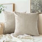 Ar Ware Velvet Cushion Covers - set of 2 square Throw Pillow Cases Decorative Machine Washable Sofa bedroom couch living room with invisible Zipper (2 pack cushion cover 18x18 inch (45x45 CM), Cream)