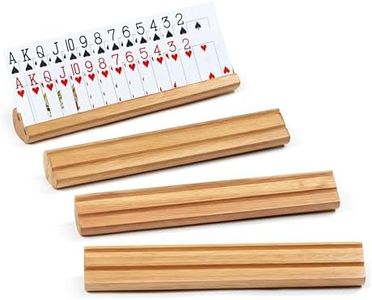 Srillollar Playing Card Holder for Kids Adults Seniors, Set of 4 Wooden Card Holders for Playing Cards, 14 inch Cards Holder for Card Game Bridge Canasta Strategy Foot and Hand