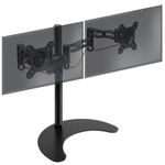 Duronic Monitor Arm Stand DM35D2 | Freestanding Double PC Desk Mount | Aluminium | For Two 13-27 LED LCD Computer or TV Screens | VESA 75/100 Brackets | Tilt +15°/-15°, Swivel 180°, Rotate 360°