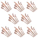 HOMQUEN 40-Piece Copper Silverware Set, Rose Gold Flatware Set for 8, Stainless Steel Tableware Cutlery Set, Forks and Spoons Silverware (Shiny Rose Gold)