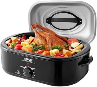 VEVOR Electric Roaster Oven with Defrost & Warm Function, 24 QT Turkey Roaster Oven with Self-Basting Lid, 1450W, Adjustable Temp, Removable Pan & Rack, Fits Turkeys Up to 28LBS, Black