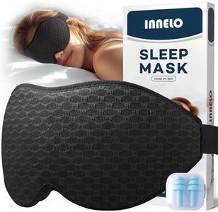 INNELO Masque de Sommeil 3D pour Hommes et Femmes, 2025 Version Améliorée Dormeurs Latéraux, Masque Oculaire Ergonomique à 100% Anti-Lumière, avec Orbites Oculaires Confortables et Sans Pression, Noir