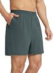 BALEAF Men's 5" Running Shorts with Liner 2 in 1 Workout Shorts with Zipper Pocket Quick Dry Athletic Gym Sports Grey L